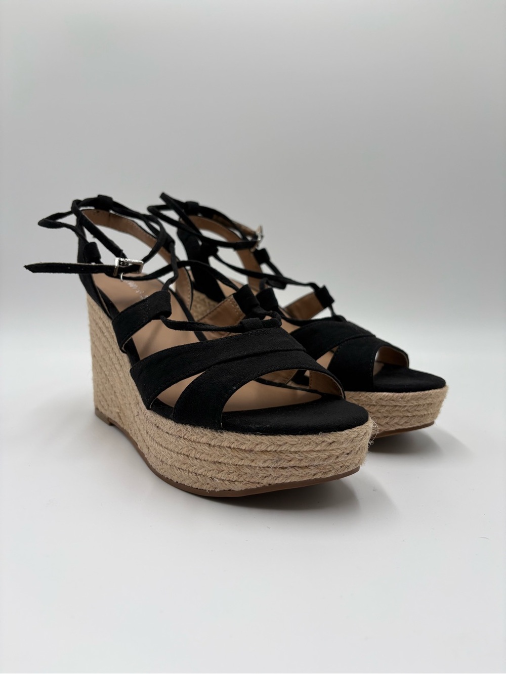 Sun + Stone Black Espadrille Wedge Sandals